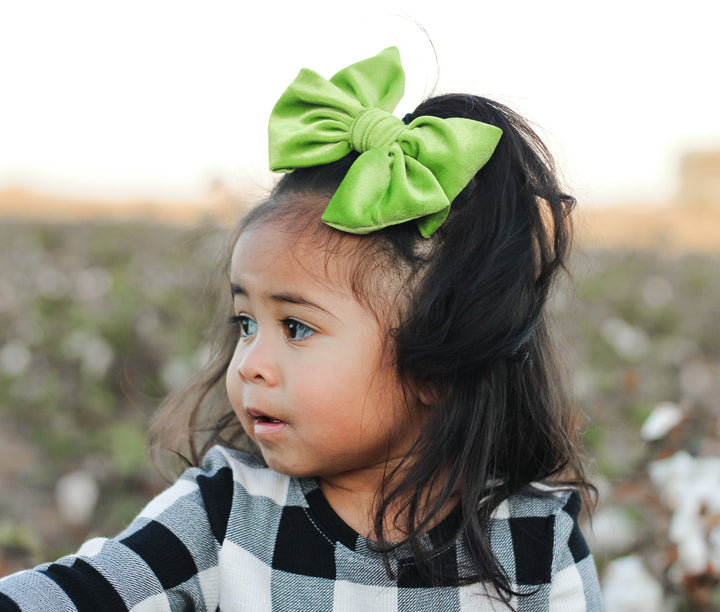 Velvet Fancy Butterfly Bow - Moss