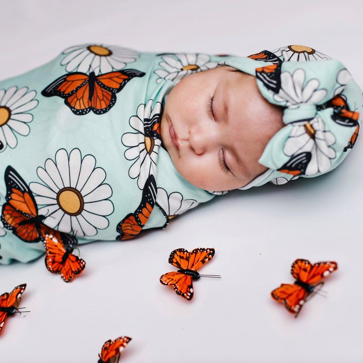 Monarch Floral Swaddle Blanket Set