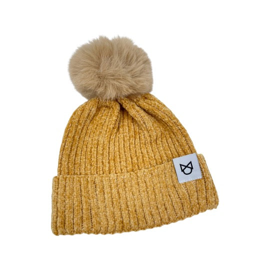 Chenille Pom Pom Beanie