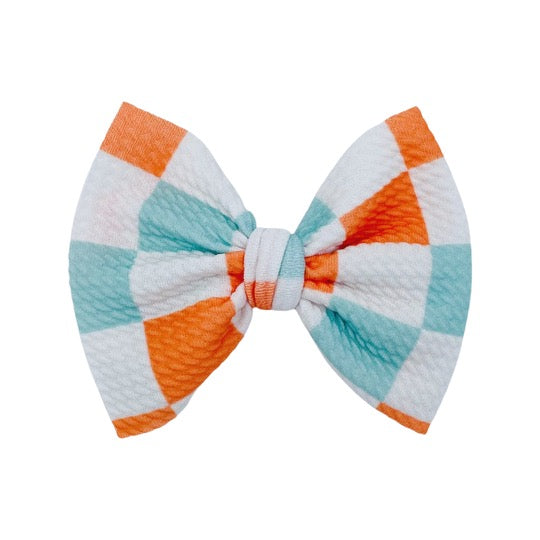 Checkers Mint & Orange Bow