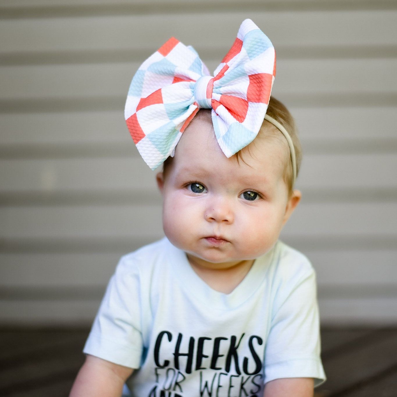 Checkers Mint & Orange Bow