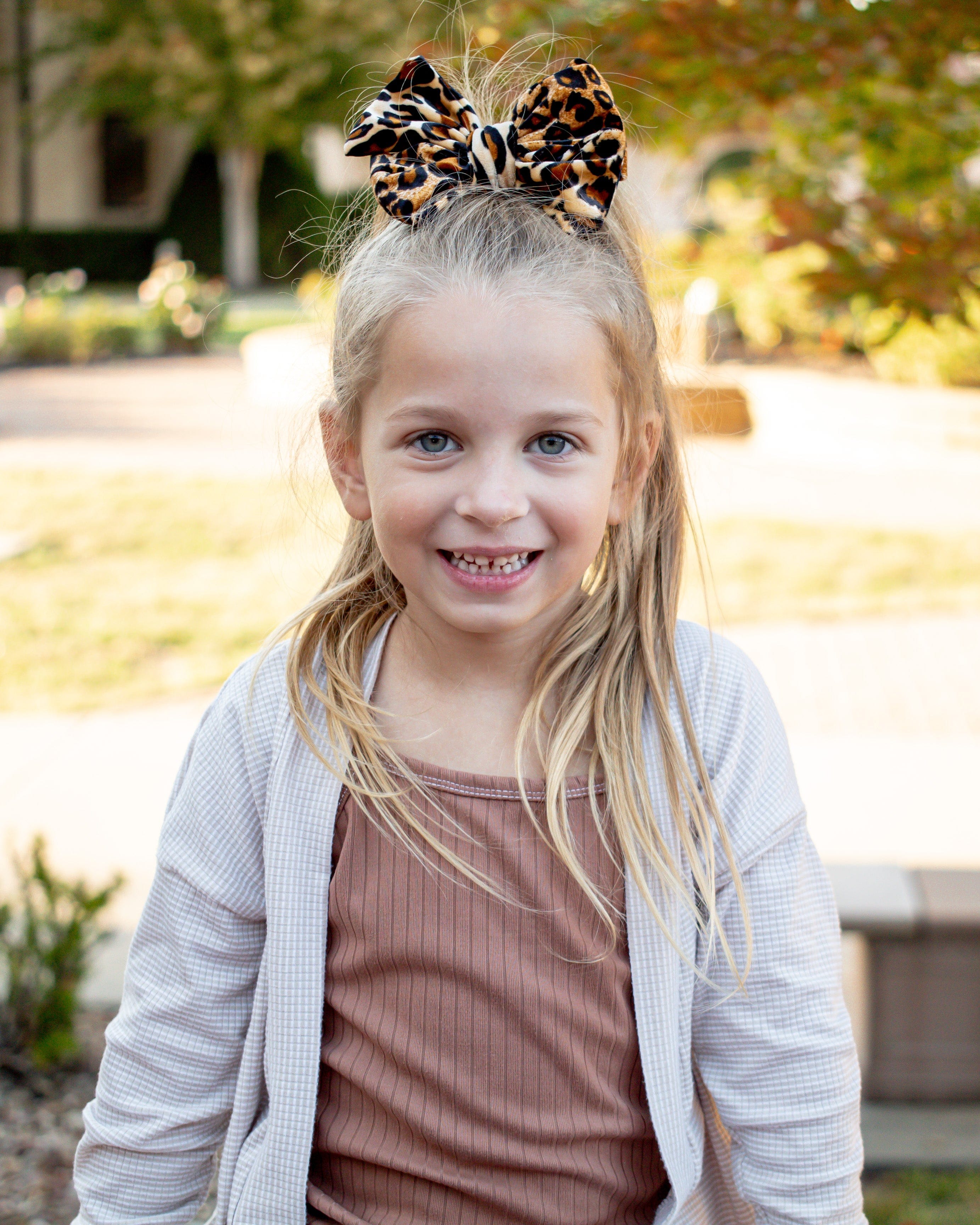 Velvet Fancy Butterfly Bow - Leopard