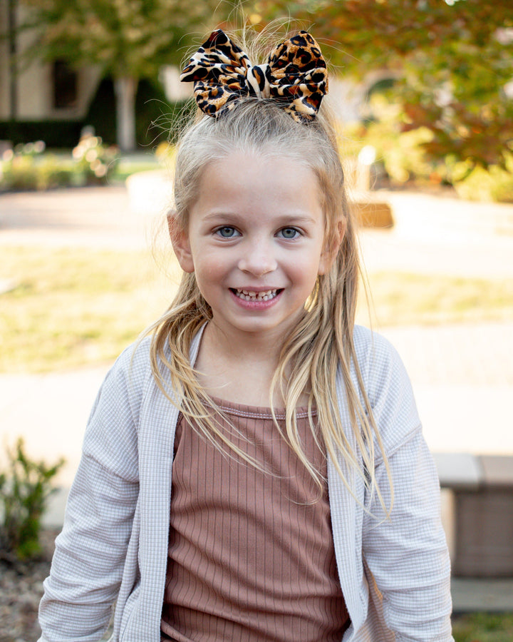 Velvet Fancy Butterfly Bow - Leopard