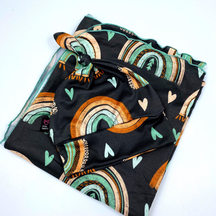 Grey Rainbow Swaddle Blanket Set