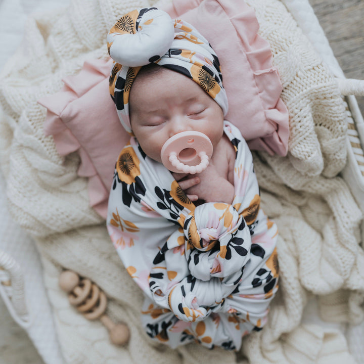 70s Floral Swaddle Blanket Set