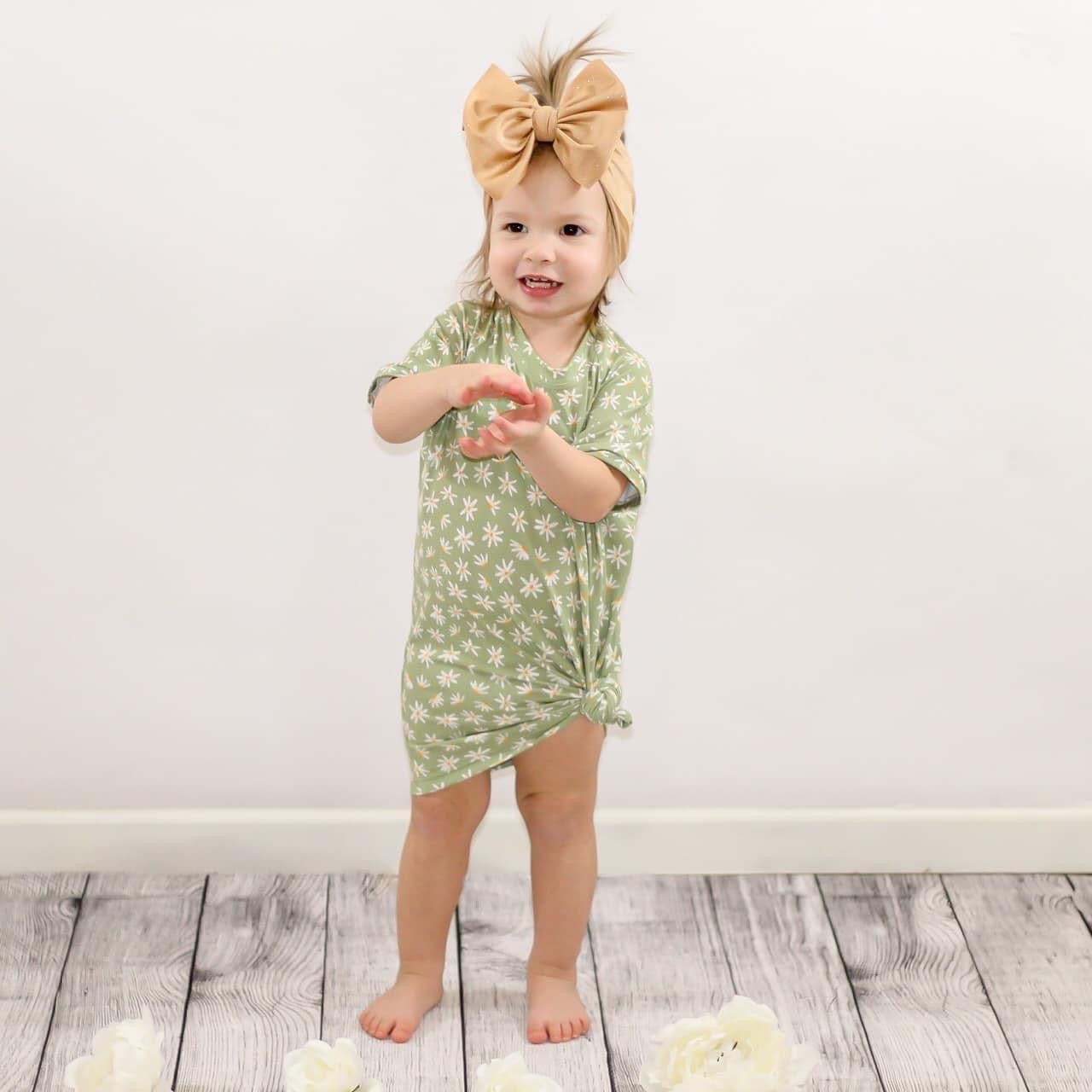 Green Daisies Boxy Dress