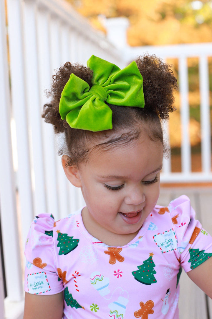 Velvet Fancy Butterfly Bow - Moss