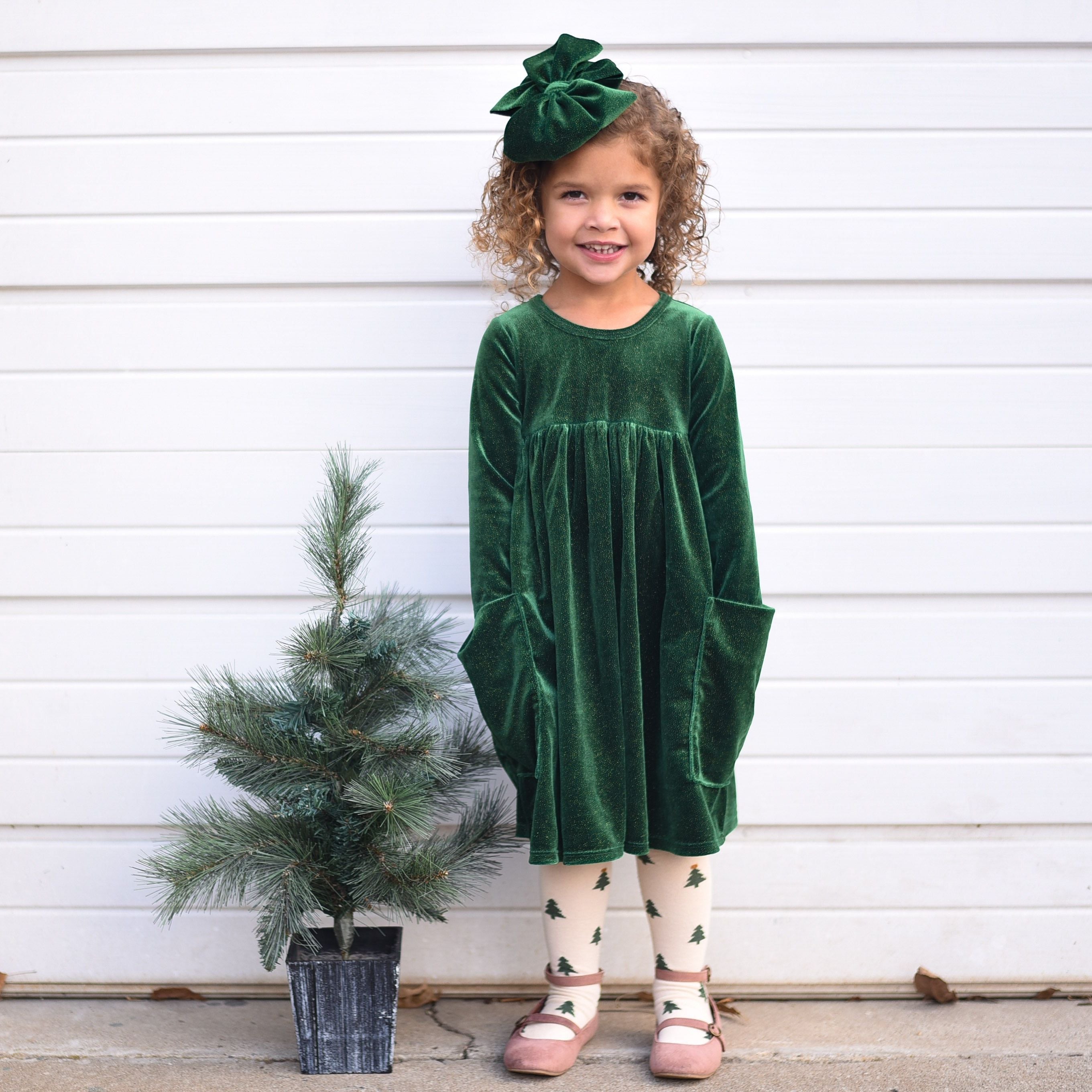 Sparkling Green Velvet Bucket Dress