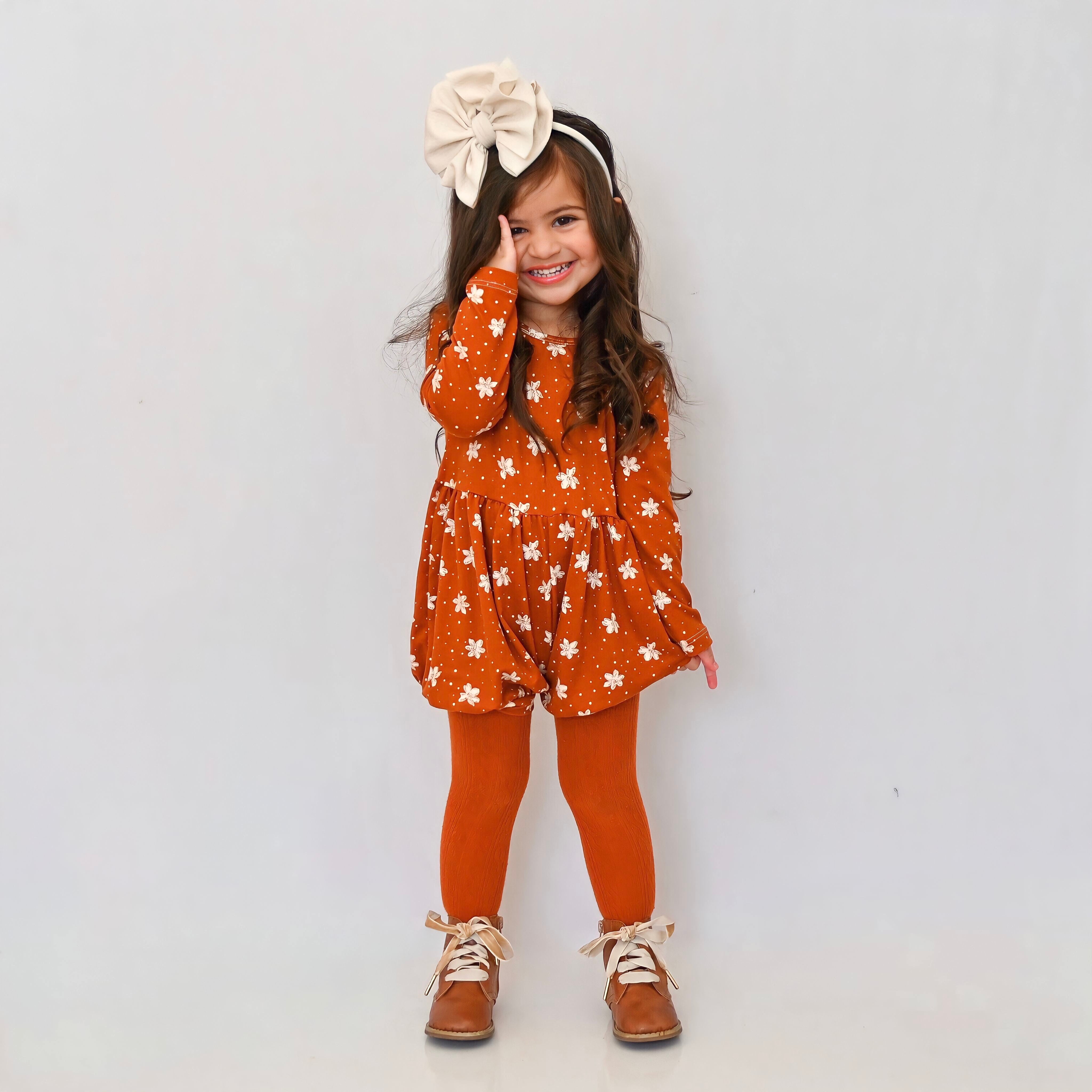 Rust Floral Bubble Romper