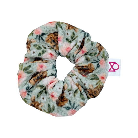 Fawn Floral Scrunchie
