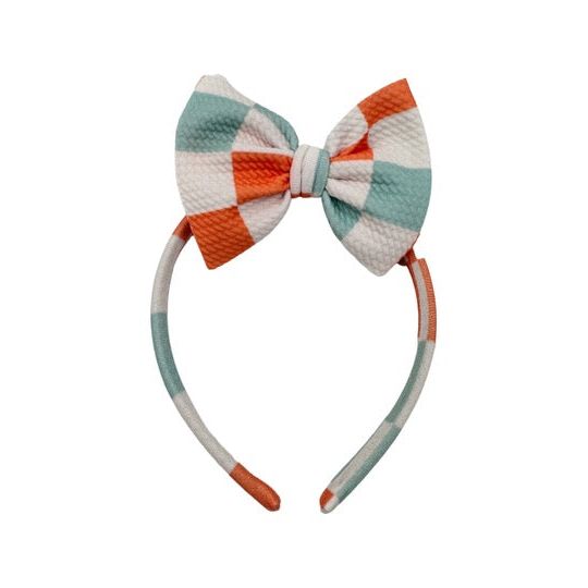 Checkers Mint & Orange Bow