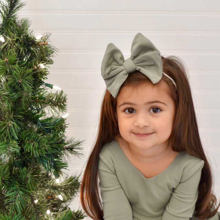 Fancy Butterfly Bow - Organic Knit Olive Green