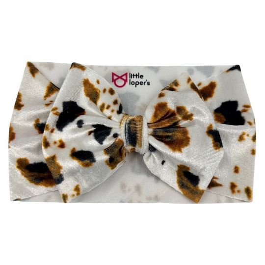 Brown Velvet Cow Print Headwrap