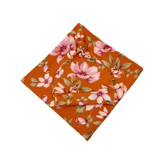 Tangerine Floral Swaddle Blanket Set