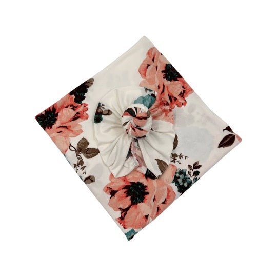 Ivory Floral Swaddle Blanket Set