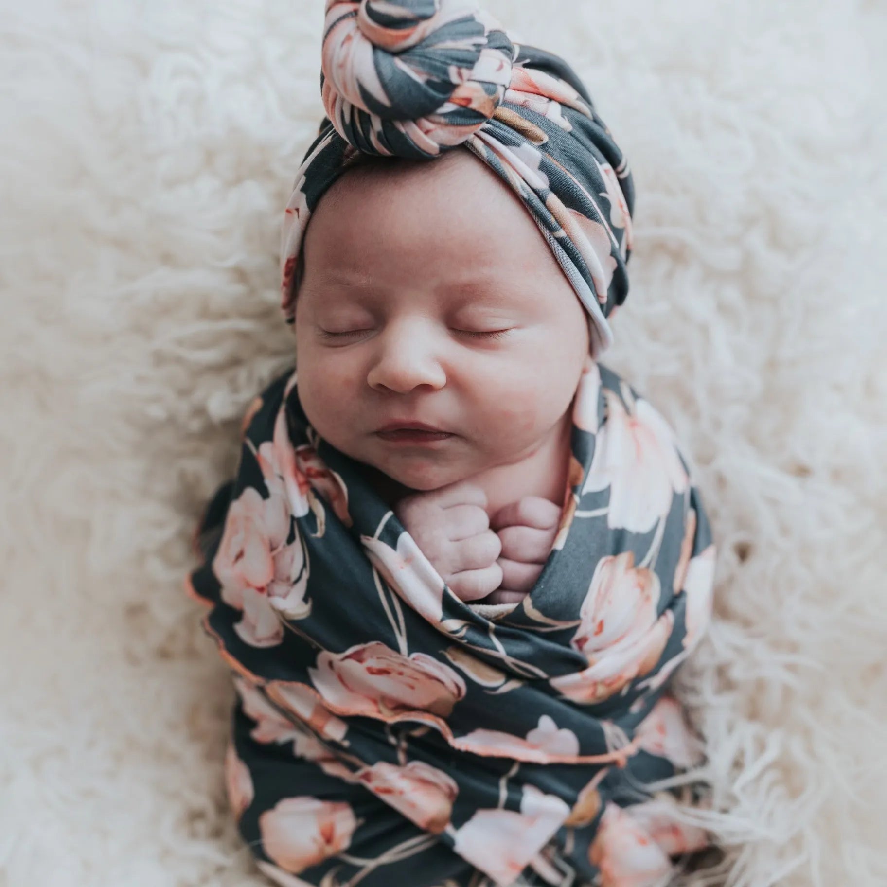 Peony Floral Swaddle Blanket Set