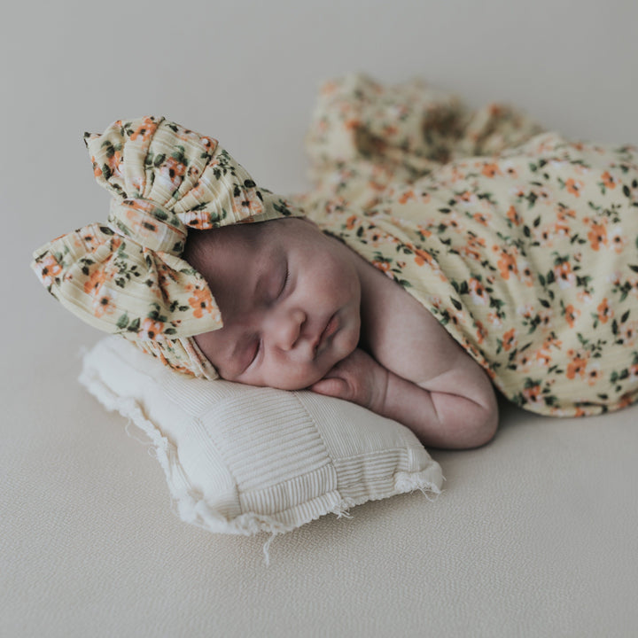 Yellow Floral Swaddle Blanket Set