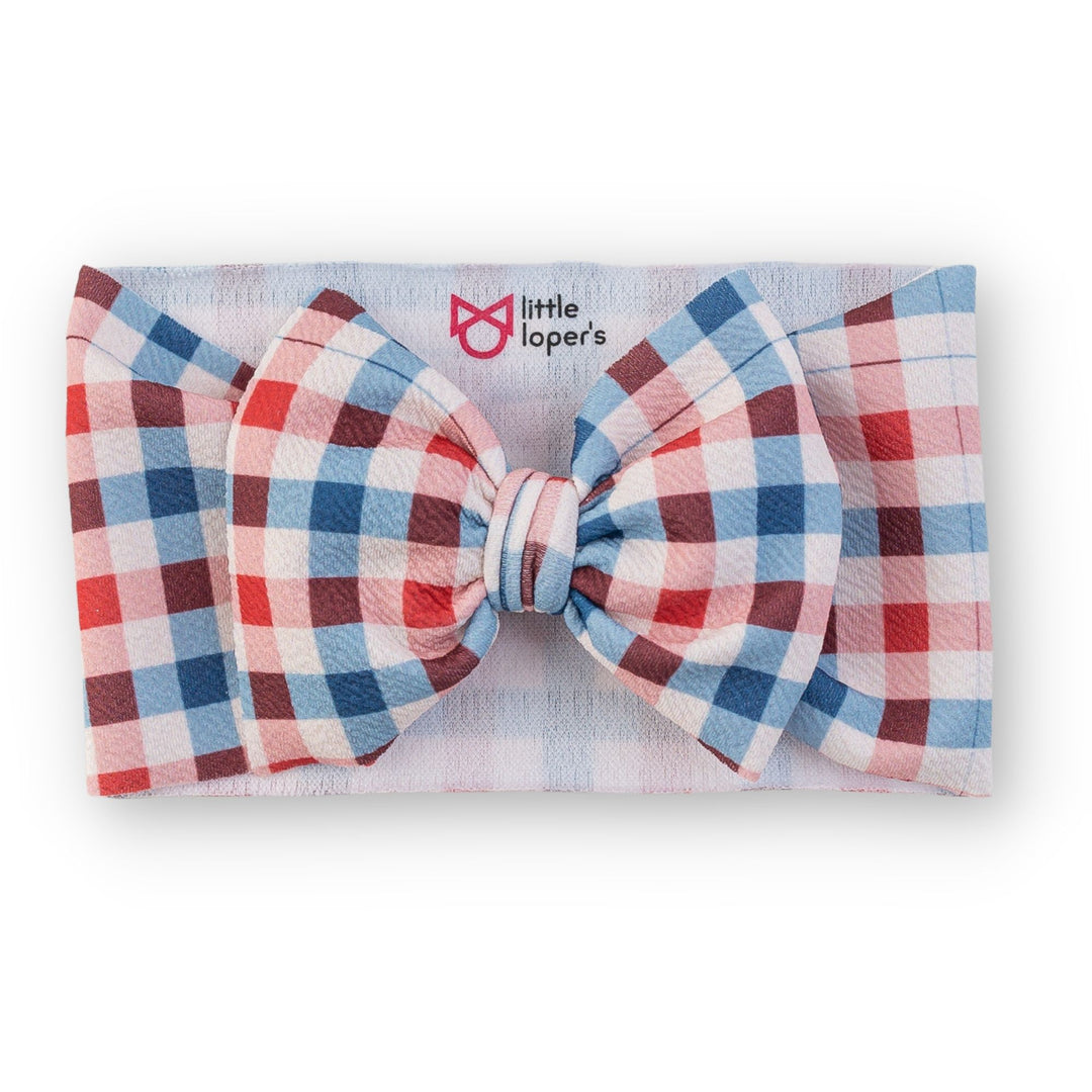 Red White Blue Gingham Headwrap