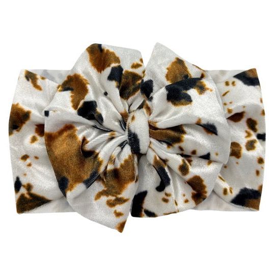 Brown Velvet Cow Print Headwrap