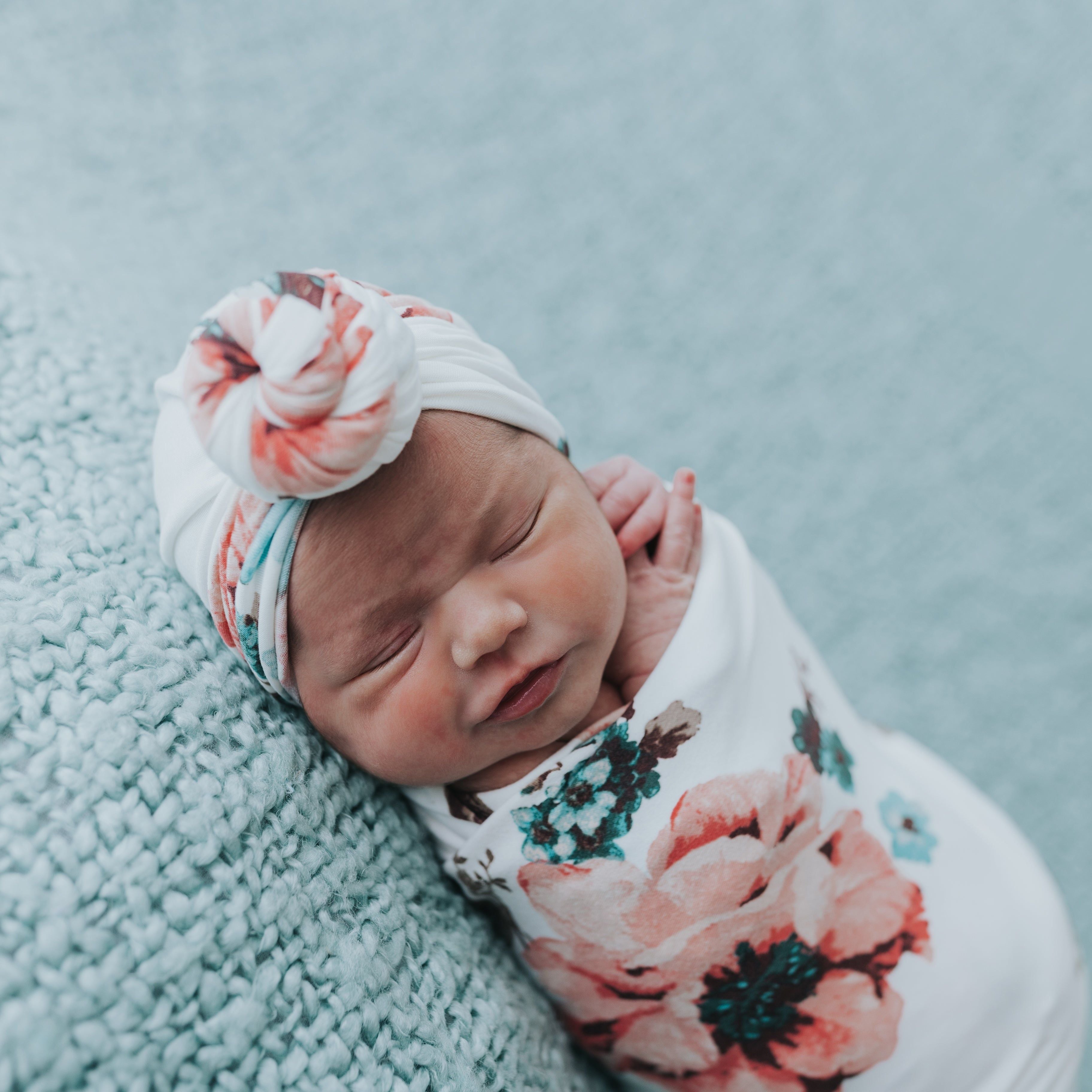 Ivory Floral Swaddle Blanket Set