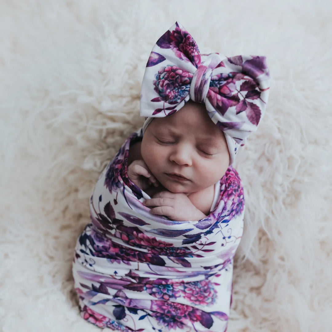 Purple Blooms Swaddle Blanket Set