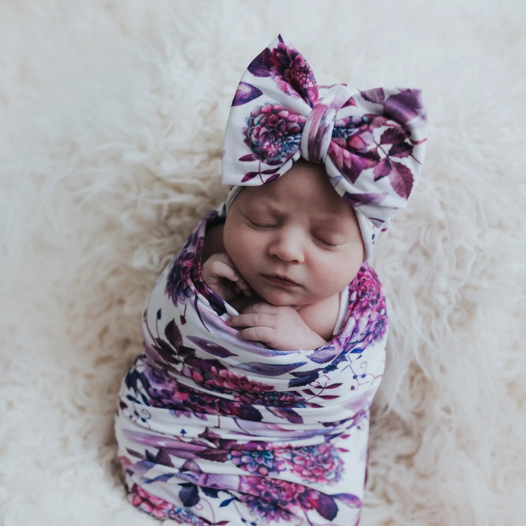 Purple Blooms Swaddle Blanket Set