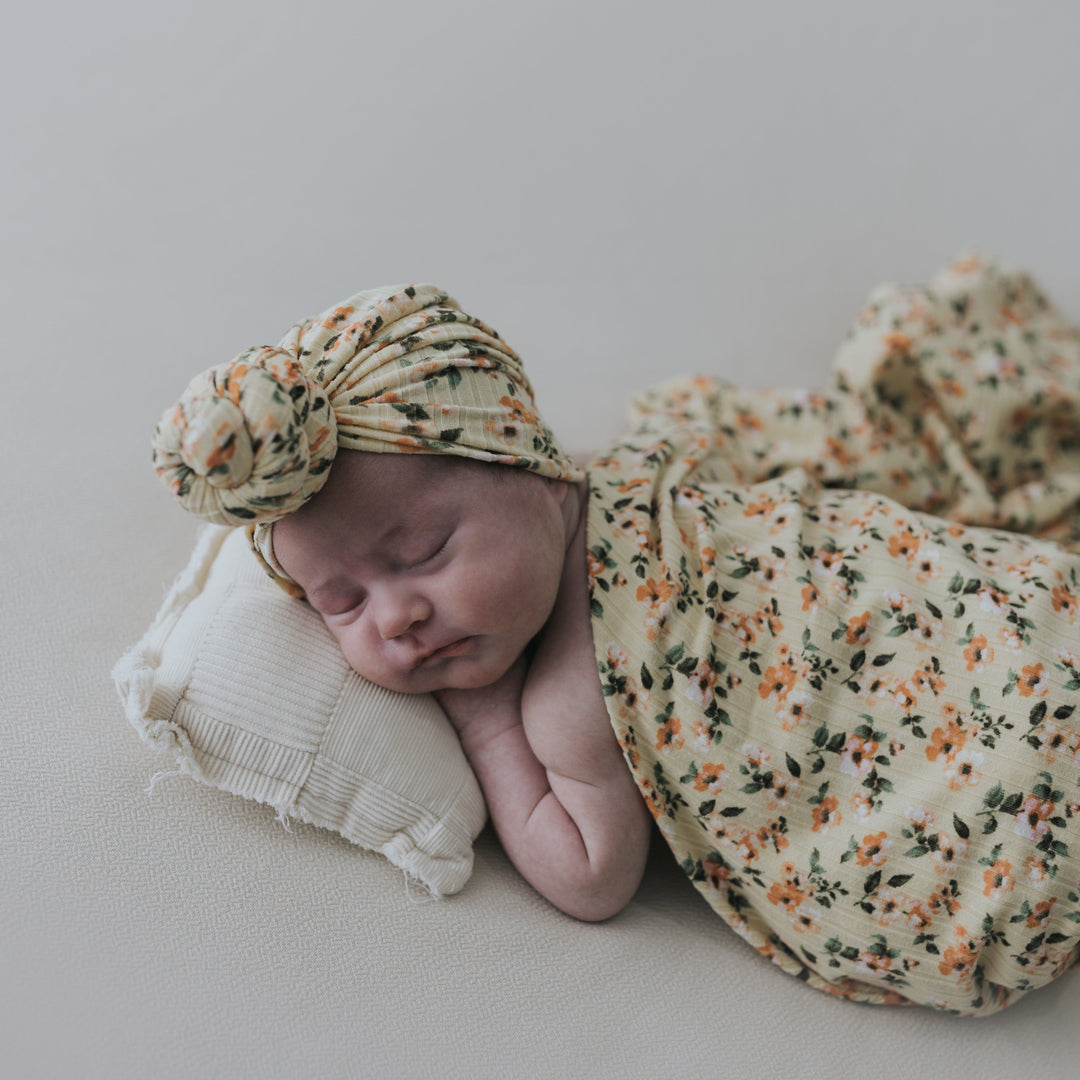 Yellow Floral Swaddle Blanket Set