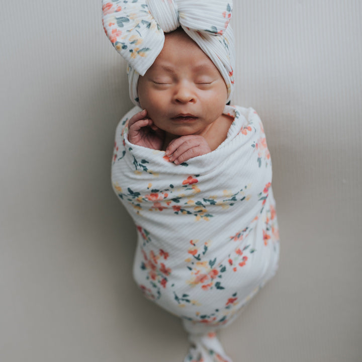Coral Floral Swaddle Blanket Set