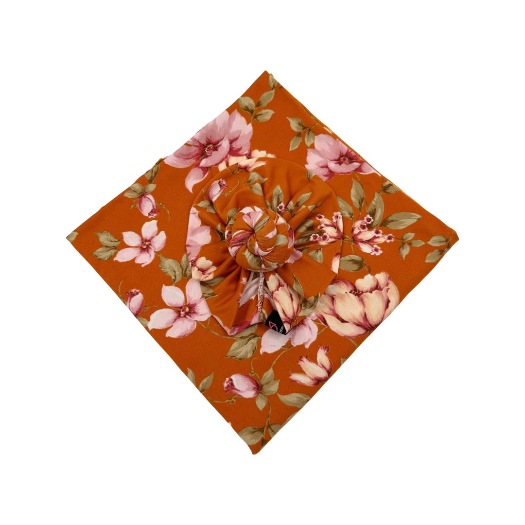Tangerine Floral Swaddle Blanket Set