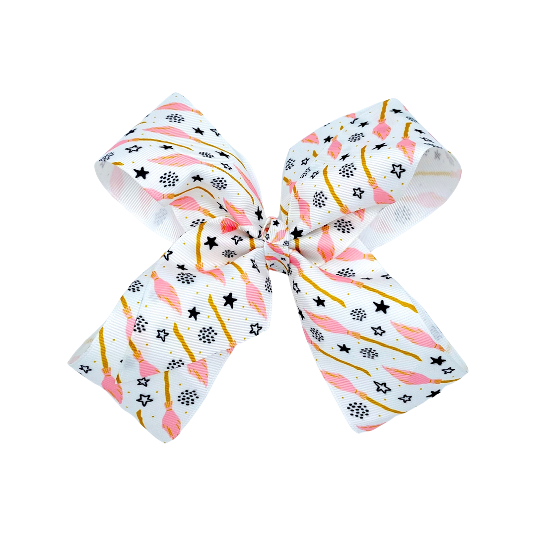 NUDE NYLON HALLOWEEN RIBBON BOWS 6 INCH