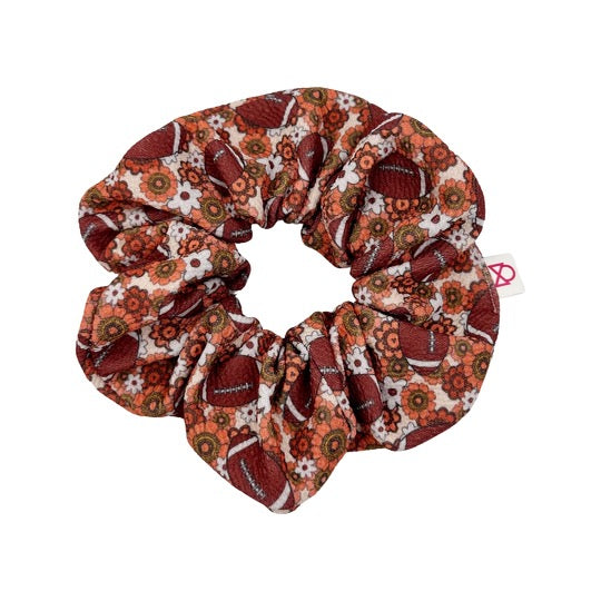 Retro Floral Football Scrunchie