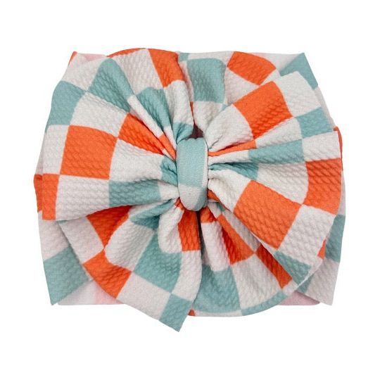 Checkered Mint & Orange Headwrap