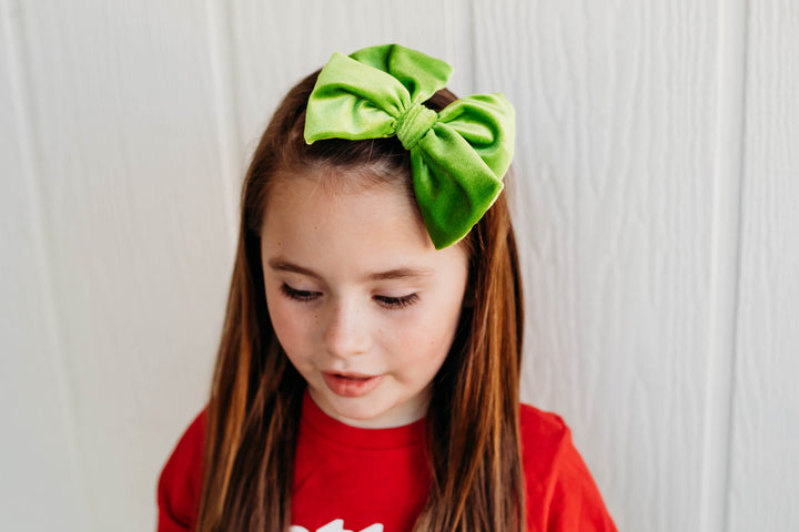 Velvet Fancy Butterfly Bow - Moss